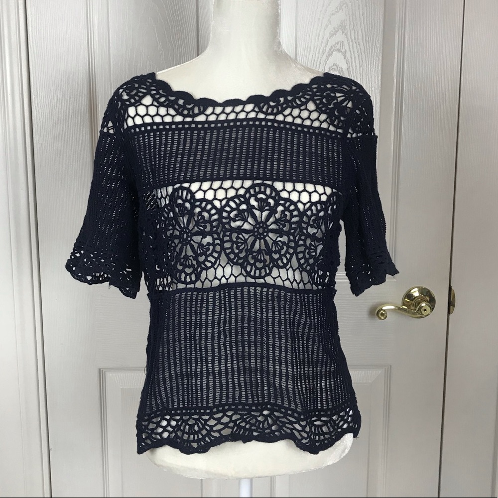 NWT Anthropologie James Coviello Blue Top Size M